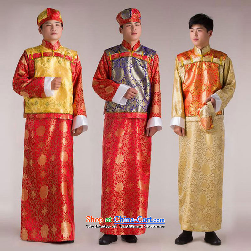 The Syrian Arab Republic of Bosnia and clothing time costume landowners to replace the Qing emperor load Huan Shao Ye Zhan replacing Bailey Shing Yeh costumes will show reel service men red yellow vest adult, Syria has been pressed 160-175CM, time shoppin