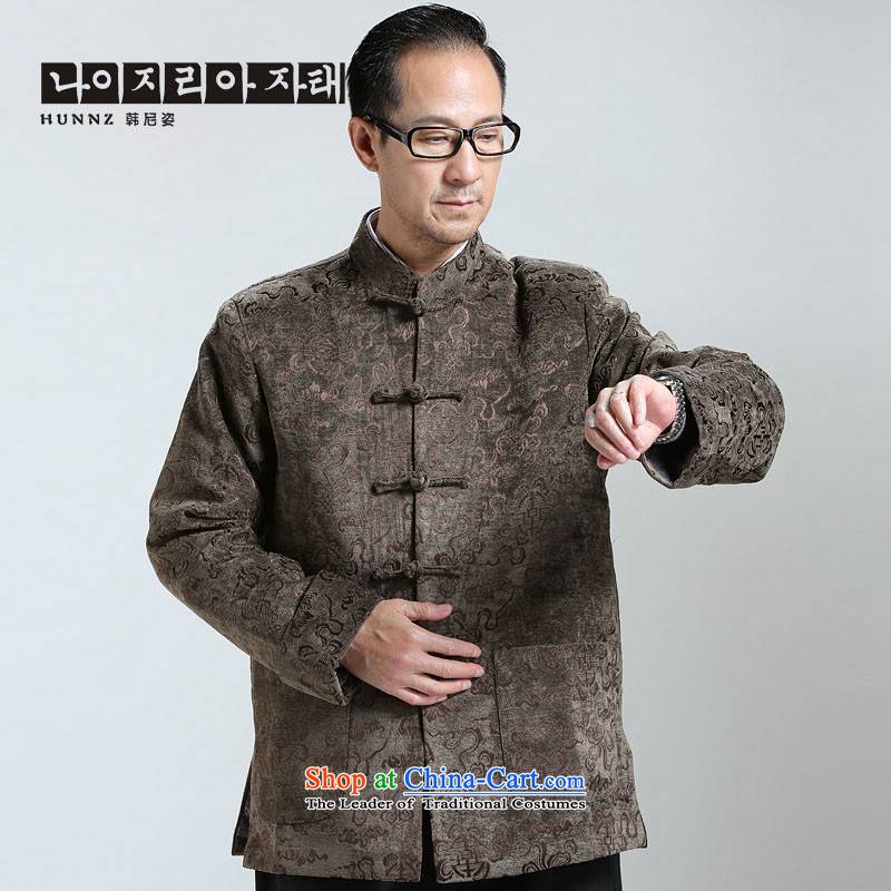 New HANNIZI2015 men Classical China wind Tang long-sleeve sweater in older Chinese men brown jacket XXXXL, won, Gigi Lai (hannizi) , , , shopping on the Internet