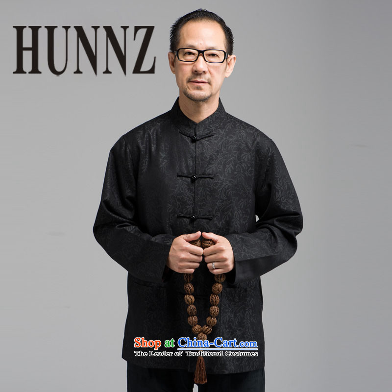 In older men HUNNZ long-sleeved tray clip collar Tang dynasty China wind loading stage father too black XXXL,HUNNZ,,, shou shopping on the Internet