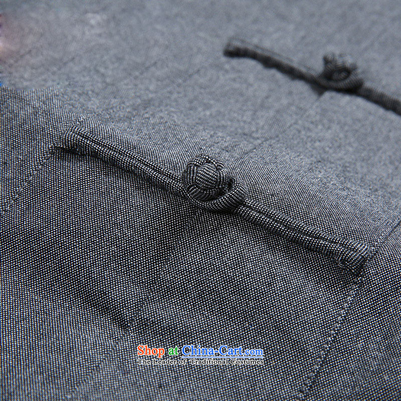 Tang Dynasty HUNNZ natural cotton linen collar snap-long-sleeved Chinese father Father replacing the solid color jacket gray 170,HUNNZ,,, leisure shopping on the Internet
