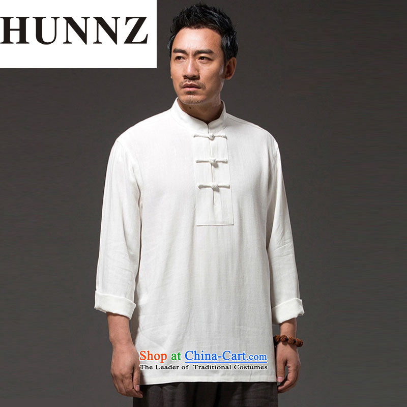 New Natural Linen HUNNZ2015 pure color leisure Tang dynasty China wind classical Chinese Kung Fu Tang dynasty white shirt XXXXL,HUNNZ,,, shopping on the Internet