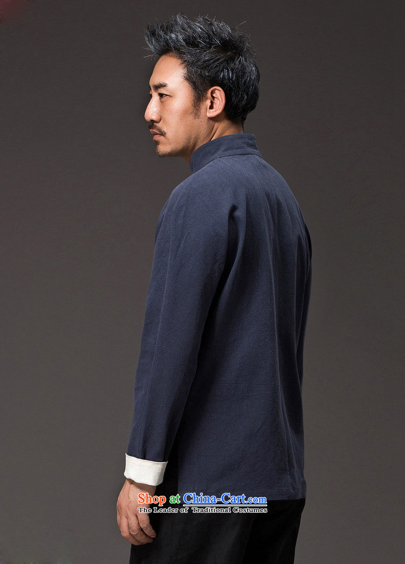 Hannizi New Pure color natural cotton linen leisure long-sleeved shirt classic kung fu men of the Zen master services wind men Tang dynasty dark blue XXL picture, prices, brand platters! The elections are supplied in the national character of distribution, so action, buy now enjoy more preferential! As soon as possible.