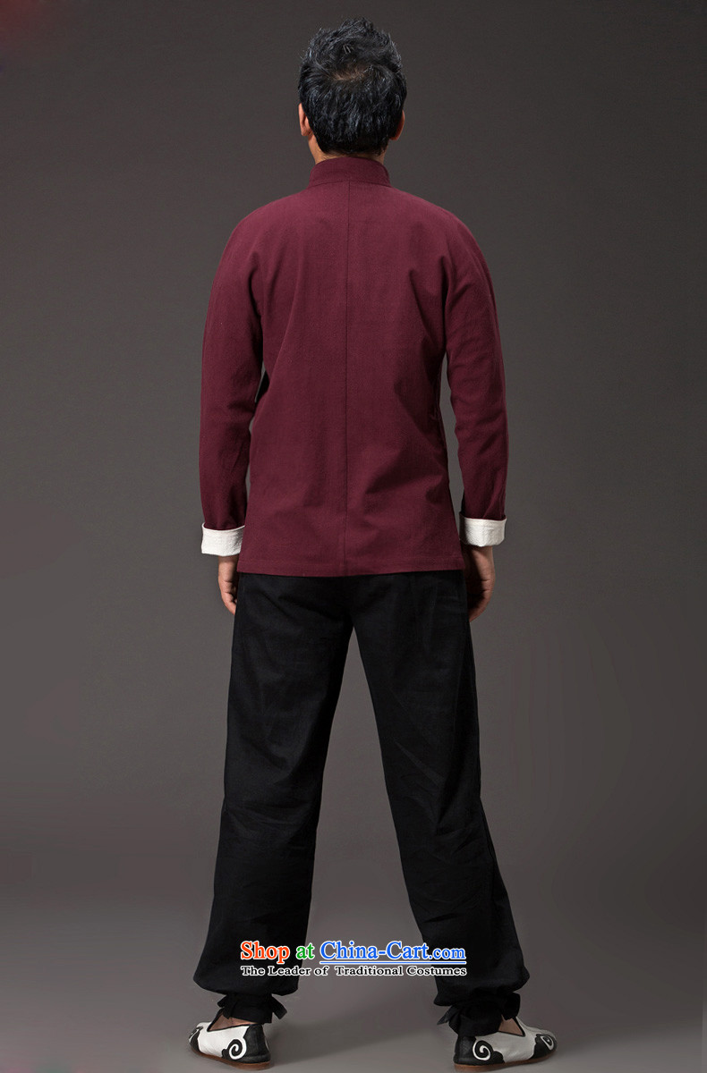 Hunnz New Pure color natural cotton linen leisure long-sleeved shirt classic kung fu men of the Zen master services wind men Tang dynasty deep red XL Photo, prices, brand platters! The elections are supplied in the national character of distribution, so action, buy now enjoy more preferential! As soon as possible.