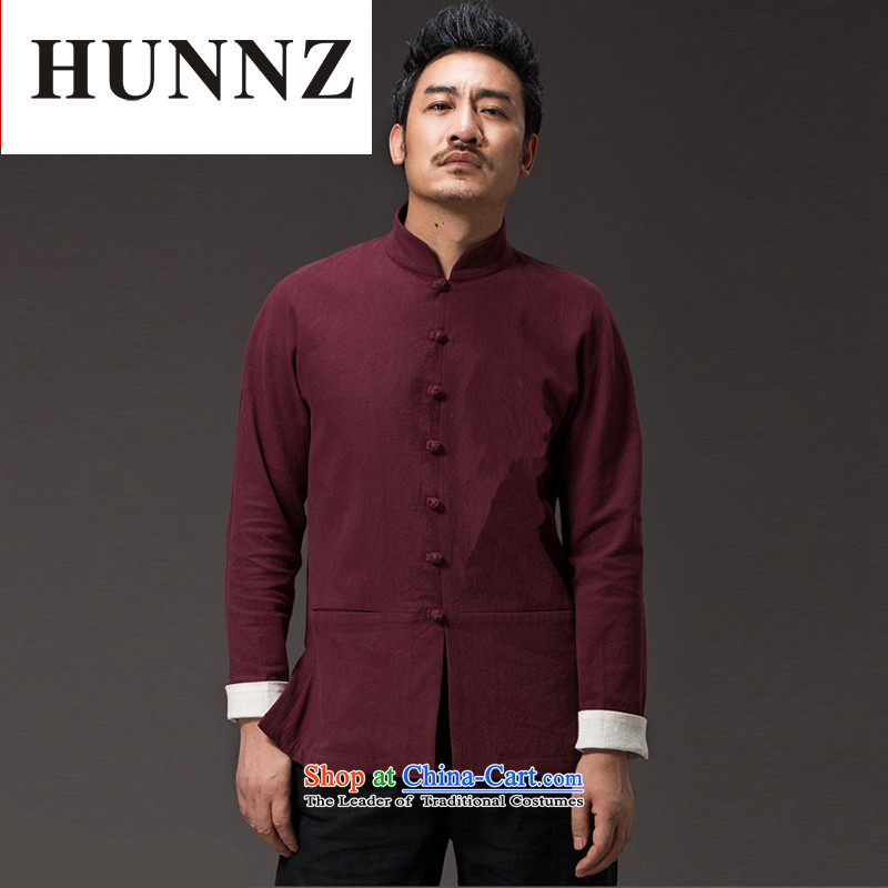 Mens Chinese Traditional Long Sleeve Pure Color Cotton & Linen Kung Fu Tang Suit 
