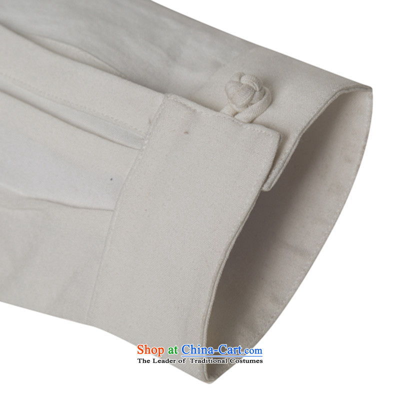 Natural Linen pure colors HUNNZ leisure relaxd long-sleeved China wind men Tang tray detained Men's Mock-Neck Han-white XL,HUNNZ,,, shopping on the Internet