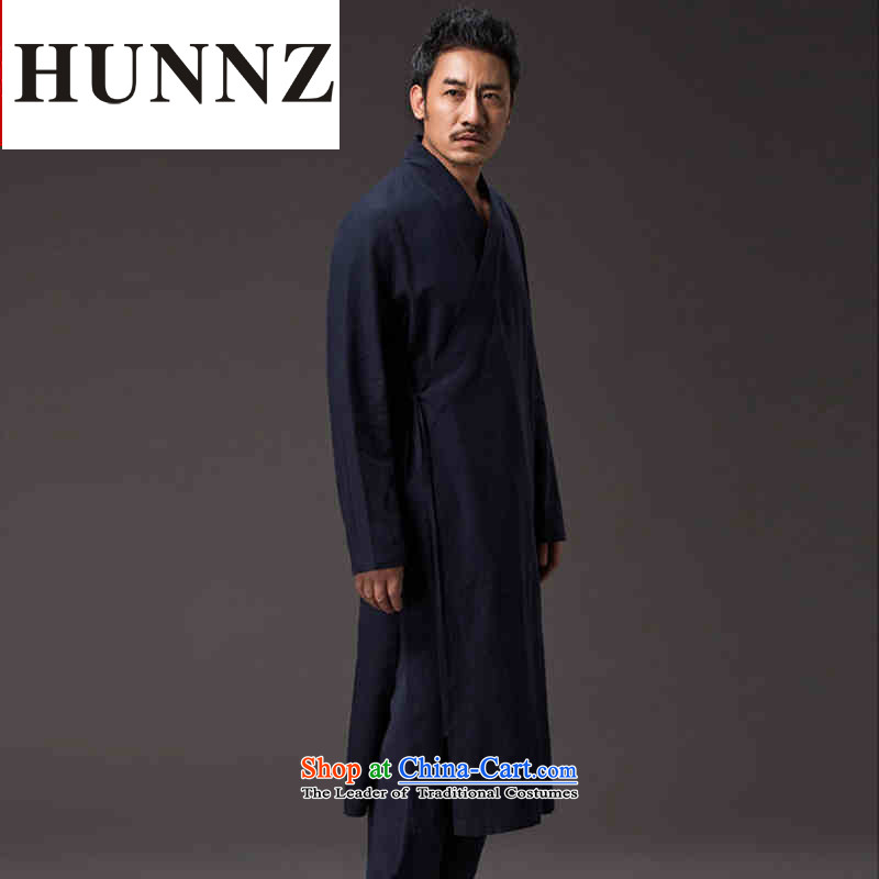 Hunnz China wind natural cotton linen Zen master service Tang dynasty Classic Han-Loose ball-wise services services practice deep blue XXL,HUNNZ,,, shopping on the Internet