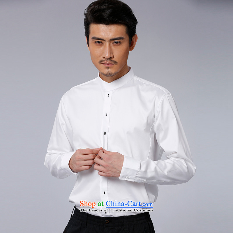 To replace 2015 Autumn Tang Lung New China wind men pure cotton leisure 15176 white long-sleeved shirt 44 to lung , , , shopping on the Internet