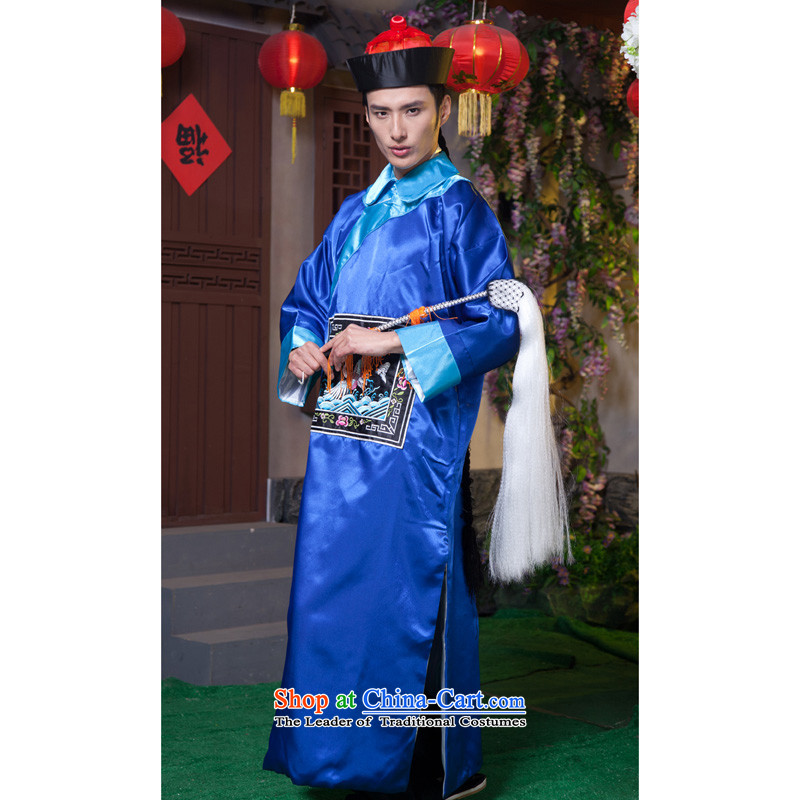 Time of the Qing dynasty and the Syrian ancient clothing fashions. Eunuchs Zombie Halloween costume clothing will serve for the bodyguards of the Qing Dynasty, 160-175CM, clothing blue adult time Syrian shopping on the Internet has been pressed.