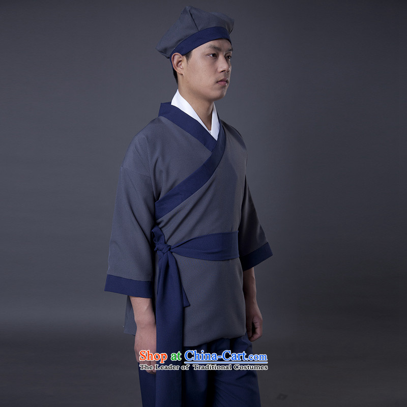 Time Syrian men's Second Stage Costume small miscellaneous bondage servant tea house marries the Han Dynasty Hotel OLD home, apparel civilians civilian work clothing men and women, adult 160-175CM, blue Show Time Syrian shopping on the Internet has been p