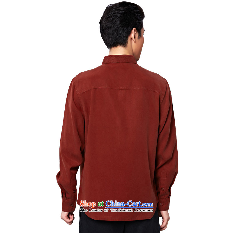 To replace 2015 Autumn Tang Lung New China wind men casual shirt, long-sleeved tencel was 15,592 dark red dark red 52, to lung , , , shopping on the Internet