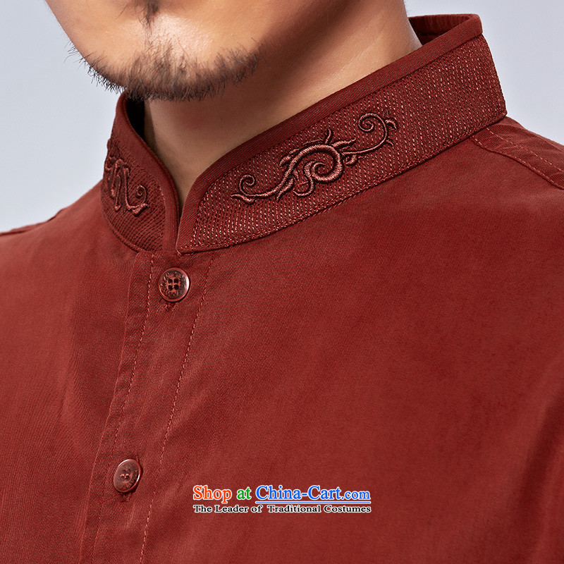 To replace 2015 Autumn Tang Lung New China wind men casual shirt, long-sleeved tencel was 15,592 dark red dark red 52, to lung , , , shopping on the Internet