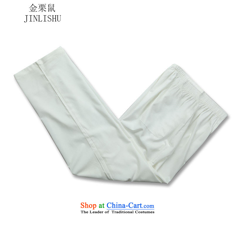 Kanaguri Mouse Tang Dynasty Men long-sleeved sweater collar Tang Dynasty Package kung fu tai chi service kit shirt white shirt XXL, kanaguri mouse (JINLISHU) , , , shopping on the Internet