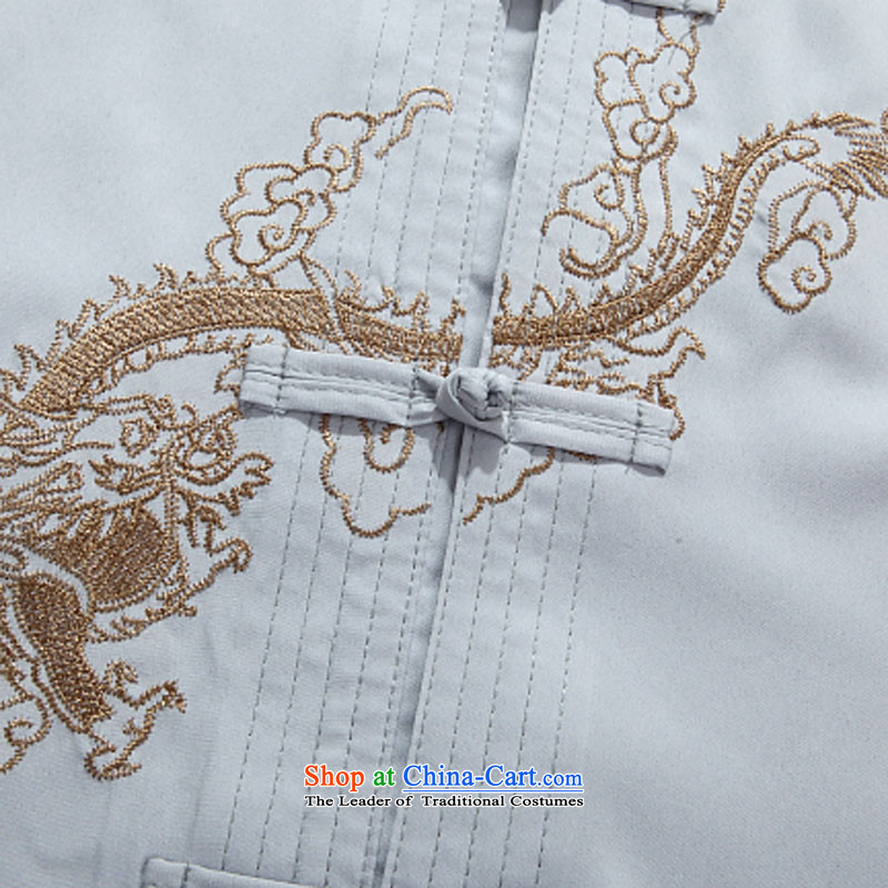 Kanaguri Mouse Tang Dynasty Men long-sleeved sweater collar Tang Dynasty Package kung fu tai chi service kit shirt white shirt XXL, kanaguri mouse (JINLISHU) , , , shopping on the Internet