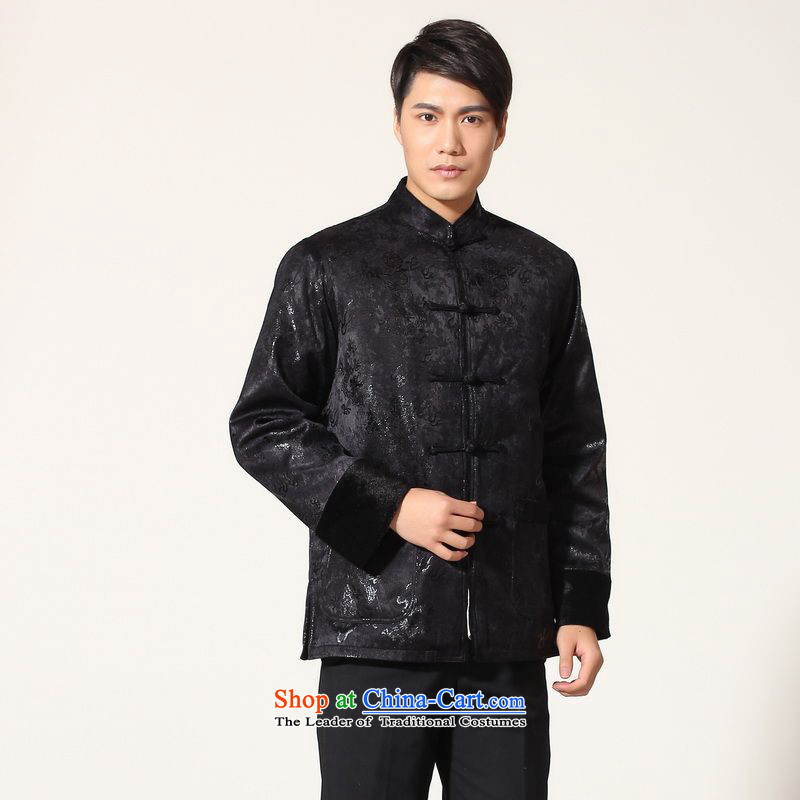 158 Jing men's jacket water Sable Hair Tang Add Tang dynasty lint-free men long-sleeved sweater Chinese Dragon Tang blouses -B Deep Blue M li jing shopping on the Internet has been pressed.