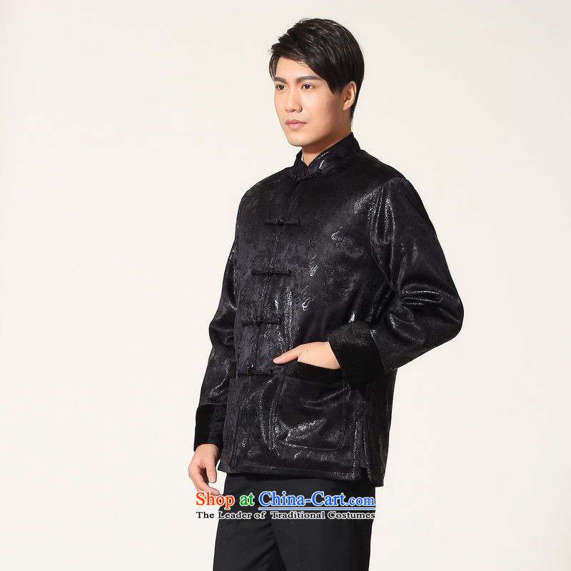 158 Jing men's jacket water Sable Hair Tang Add Tang dynasty lint-free men long-sleeved sweater Chinese Dragon Tang blouses -B Deep Blue M li jing shopping on the Internet has been pressed.