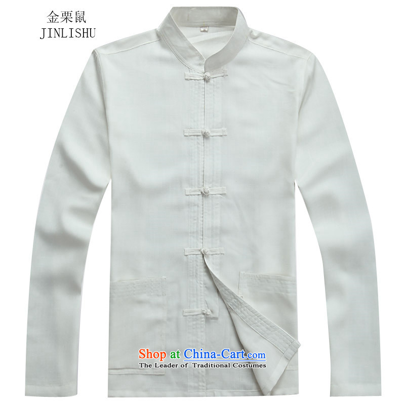 Kanaguri mouse autumn new linen Tang dynasty in older long-sleeved Kit Man Tang dynasty white shirt S