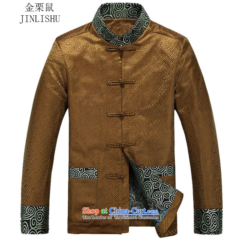 Kanaguri Mouse Tang dynasty Long-sleeve Autumn New Men Tang jackets, GOLD XXL, jacket kanaguri mouse (JINLISHU) , , , shopping on the Internet