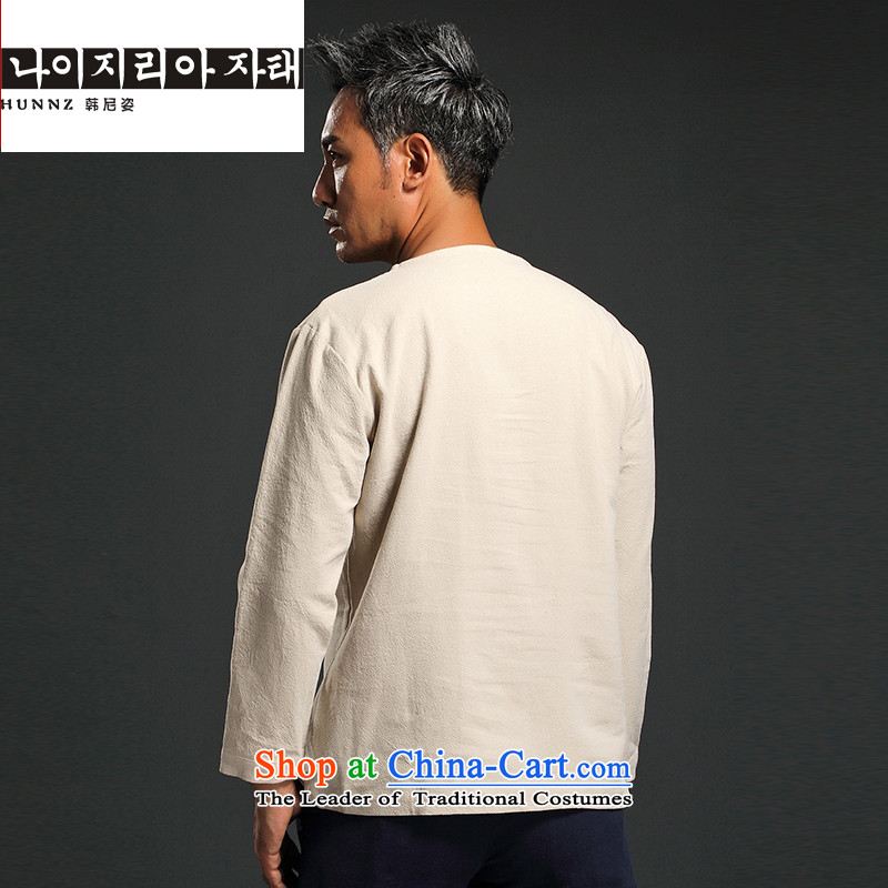 China wind men HANNIZI long-sleeved shirt and improvement of Tang Dynasty male and replace stylish ethnic Han-t-shirt , white XXXL, won Gigi Lai (hannizi) , , , shopping on the Internet