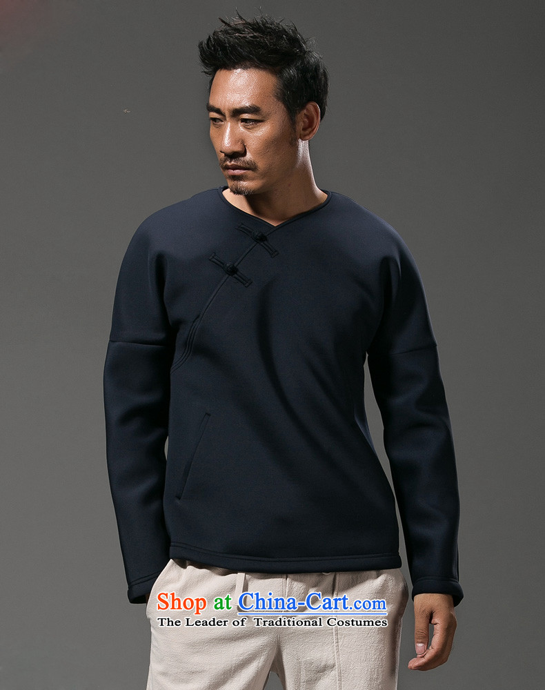 Hunnz China wind Men's Long-Sleeve stylish improved Tang dynasty V-Neck male and Chinese male disc detained men dark blue XL Photo, prices, brand platters! The elections are supplied in the national character of distribution, so action, buy now enjoy more preferential! As soon as possible.