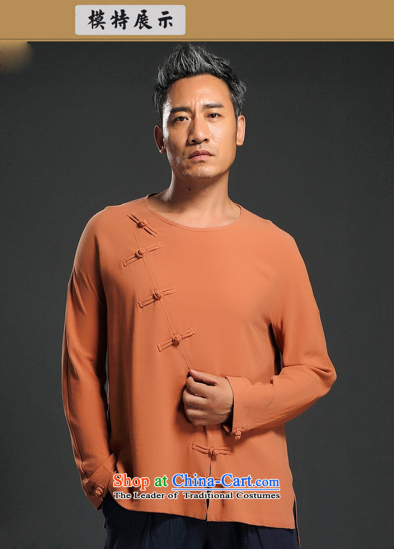 Retro men's beauty HANNIZI ethnic linen long-sleeved Han-trendy improved China wind Mock-Neck Shirt snap-orange XXL picture, prices, brand platters! The elections are supplied in the national character of distribution, so action, buy now enjoy more preferential! As soon as possible.
