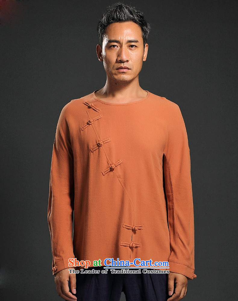 Retro men's beauty HANNIZI ethnic linen long-sleeved Han-trendy improved China wind Mock-Neck Shirt snap-orange XXL picture, prices, brand platters! The elections are supplied in the national character of distribution, so action, buy now enjoy more preferential! As soon as possible.