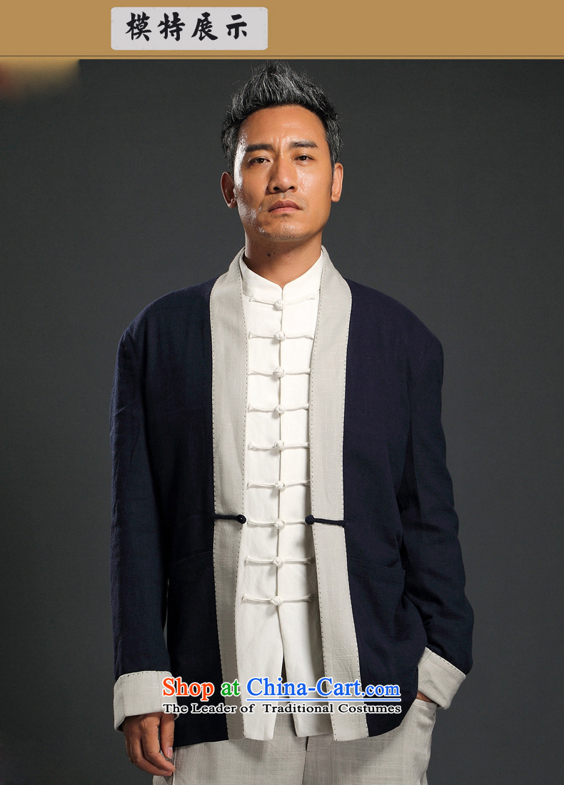Hannizi China wind linen Han-long-sleeved male cardigan improved Tang blouses Chinese Antique large teachers men dark blue XL Photo, prices, brand platters! The elections are supplied in the national character of distribution, so action, buy now enjoy more preferential! As soon as possible.