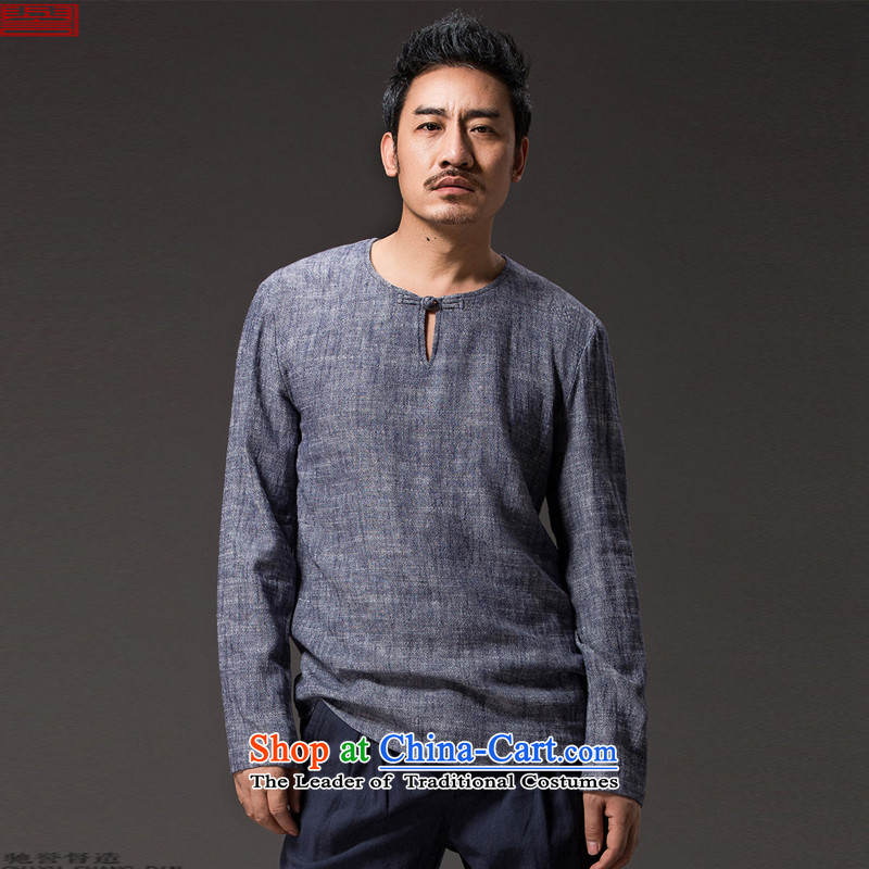 Renowned Chinese Services China wind men T-shirt spring long-sleeved ethnic linen men Tang blouses, forming the relaxd casual shirts 56 Dark Gray 4XL, renowned (chiyu) , , , shopping on the Internet