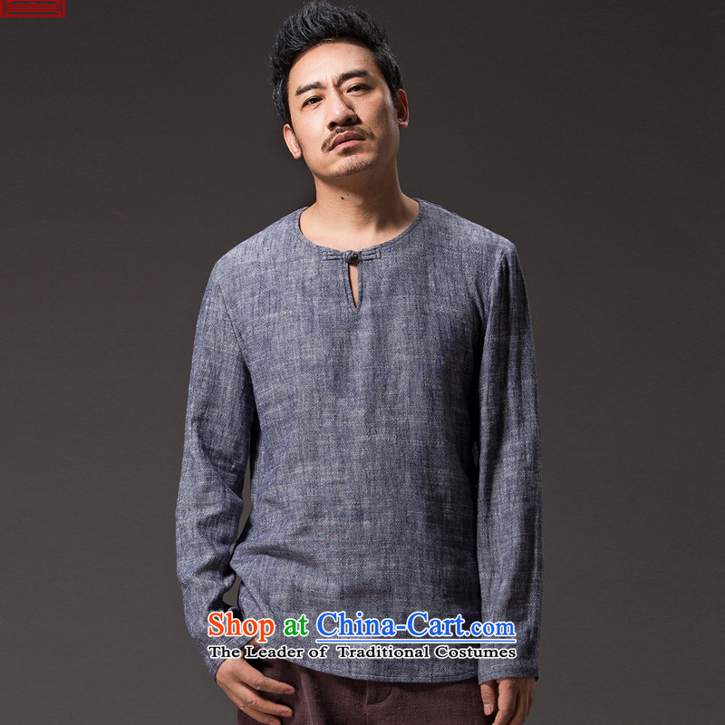 Renowned Chinese Services China wind men T-shirt spring long-sleeved ethnic linen men Tang blouses, forming the relaxd casual shirts 56 Dark Gray 4XL, renowned (chiyu) , , , shopping on the Internet