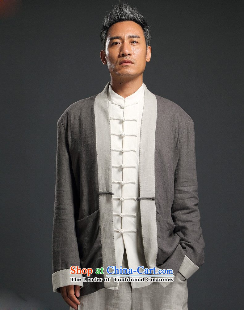 Hunnz China wind linen Han-long-sleeved male cardigan improved Tang blouses Chinese Antique large teachers men dark blue XXL picture, prices, brand platters! The elections are supplied in the national character of distribution, so action, buy now enjoy more preferential! As soon as possible.