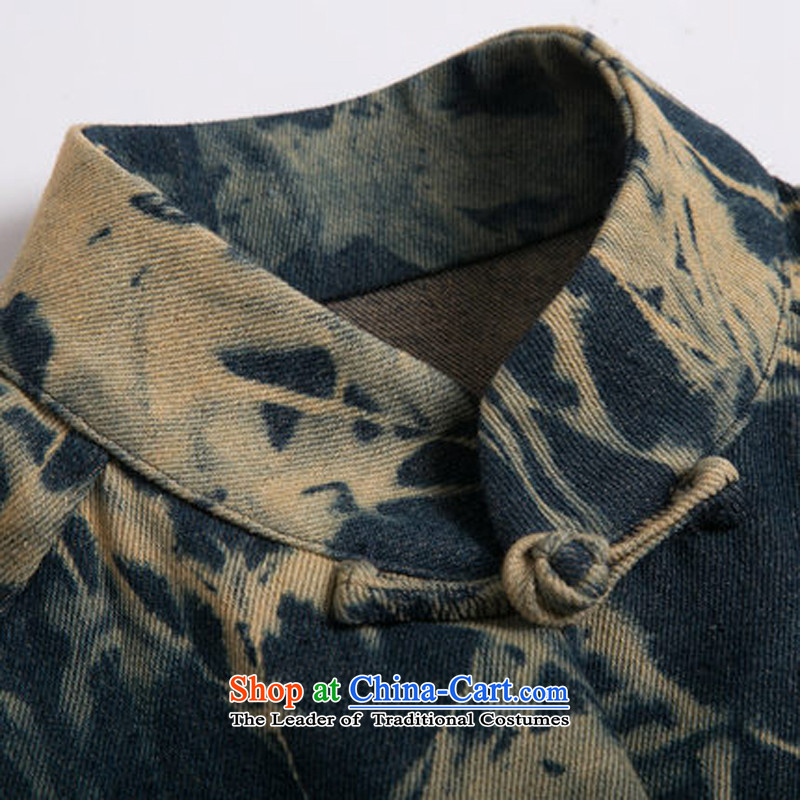 Stylish HUNNZ denim Tang dynasty bleeding China wind Tang casual Tray Tie long-sleeved jacket male blouses national green XXL,HUNNZ,,, shopping on the Internet
