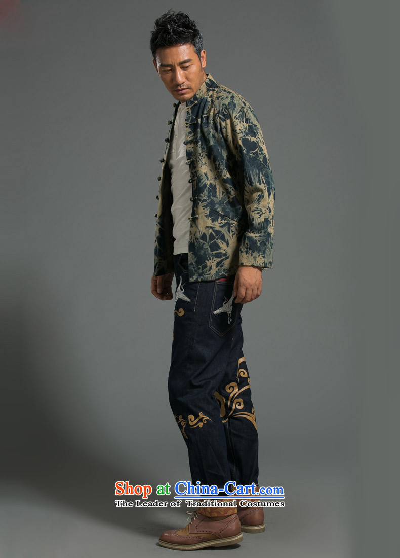 Stylish HANNIZI denim Tang dynasty bleeding China wind Tang casual Tray Tie long-sleeved jacket male blouses national grass green L picture, prices, brand platters! The elections are supplied in the national character of distribution, so action, buy now enjoy more preferential! As soon as possible.