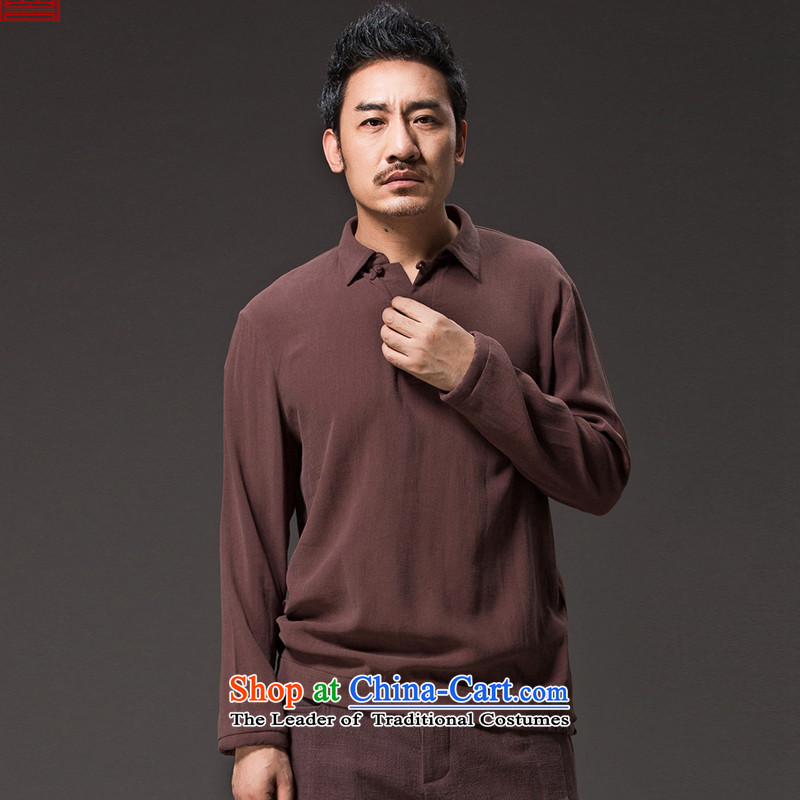 Renowned Chinese Services 2015 spring long-sleeved T-shirt men China wind men flip shirt new Chinese Han-disc C8 , L, Black Tie Leisure (chiyu renowned shopping on the Internet has been pressed.)