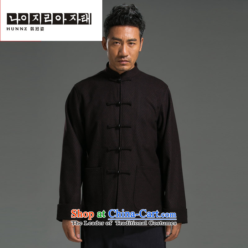 Linen China wind HANNIZI Tang dynasty collar up long-sleeved loose men detained blouses classical national bead decoration of Korea Amaral XXL, Black (hannizi) , , , shopping on the Internet