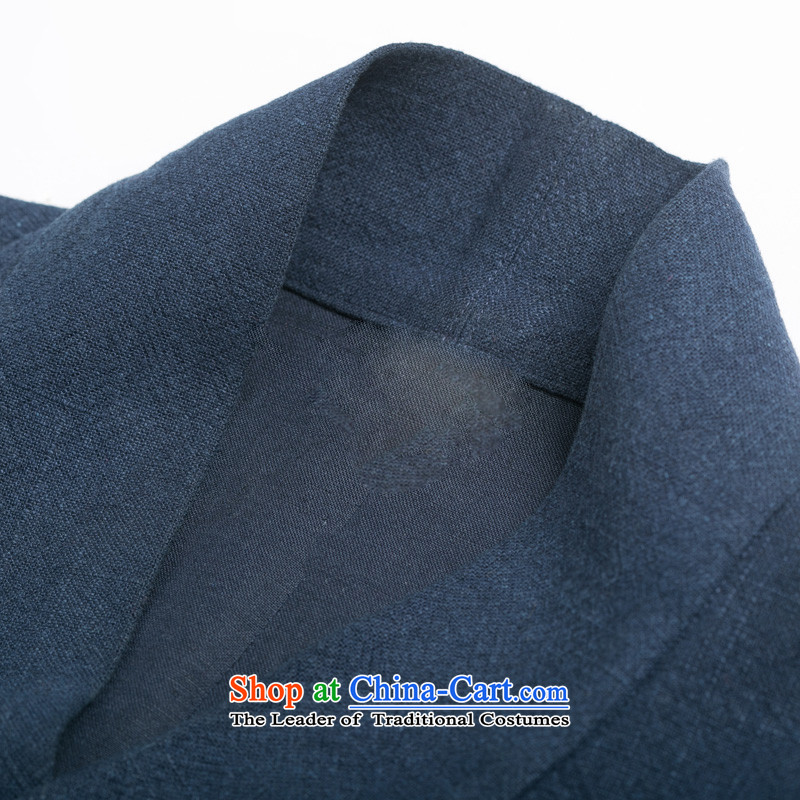 Men's natural classical HUNNZ cotton linen Tang dynasty long-sleeved improved Han-spiritual hermit loose ends a coat-dark blue XL,HUNNZ,,, shopping on the Internet