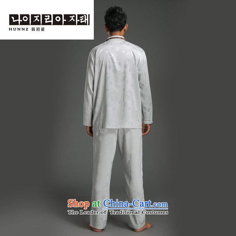 Tang dynasty China wind HANNIZI men and long-sleeved kit minimalist Men's Mock-Neck Shirt tray clip(Chinese Traditional Han-White XL, Korea, Gigi Lai (hannizi) , , , shopping on the Internet