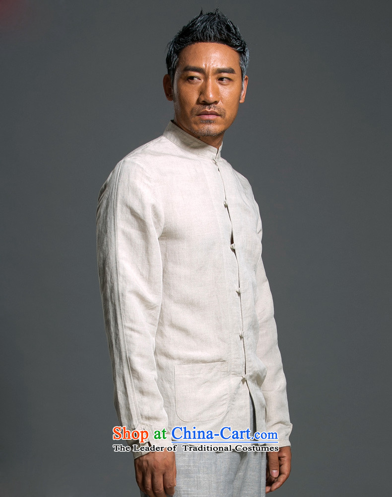 New Natural Linen HUNNZ ethnic pure color Han-classical Chinese characteristics Tang dynasty minimalist white long-sleeved shirt L picture, prices, brand platters! The elections are supplied in the national character of distribution, so action, buy now enjoy more preferential! As soon as possible.