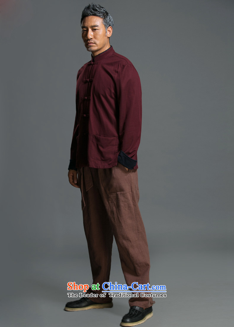 China wind male relaxd HUNNZ long-sleeved Tang Dynasty Chinese Men's Mock-Neck National wind up the clip jacket improved Han-dark red XXXL picture, prices, brand platters! The elections are supplied in the national character of distribution, so action, buy now enjoy more preferential! As soon as possible.
