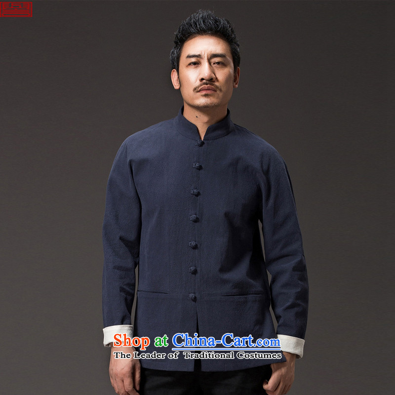 Renowned Chinese service Tang dynasty China wind and long-sleeved sweater linen clothes men fall loose cotton linen men Chinese Disc solid color tie dark red 2XL, renowned (chiyu) , , , shopping on the Internet