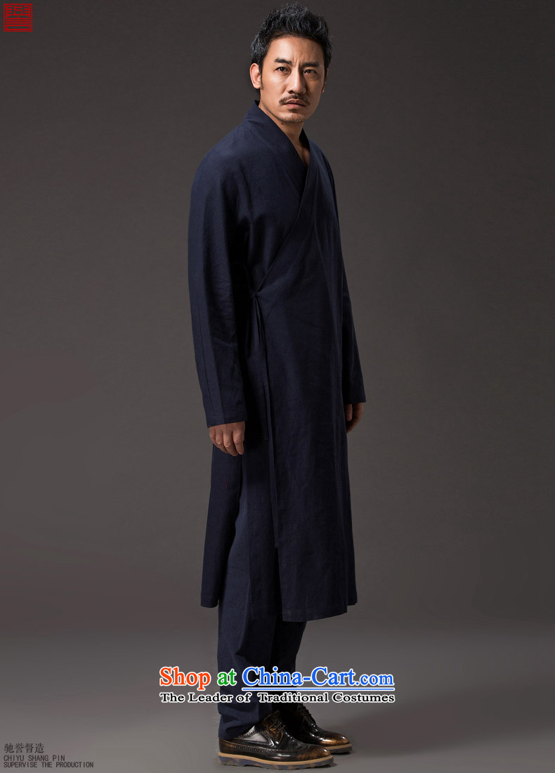 Renowned Chinese Services China wind men Han-Tang dynasty improved cheongsams windbreaker tea service long-sleeved gown is loose ball-spiritual and deep blue jacket XL Photo, prices, brand platters! The elections are supplied in the national character of distribution, so action, buy now enjoy more preferential! As soon as possible.