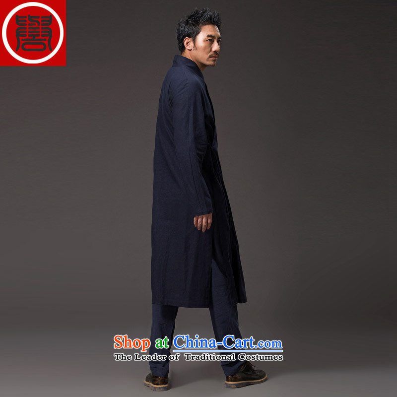 Renowned Chinese Services China wind men Han-Tang dynasty improved cheongsams windbreaker tea service long-sleeved gown is loose ball-spiritual and deep blue jacket XL, renowned (chiyu) , , , shopping on the Internet