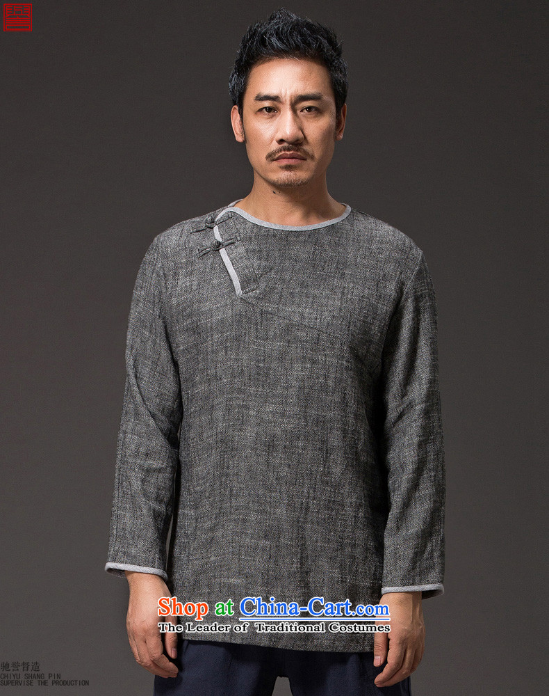 Renowned Chinese services of ethnic men long-sleeved T-shirt with round collar linen Tang blouses disc spring clip men Han-Chinese Characteristics 36 Light Gray L picture, prices, brand platters! The elections are supplied in the national character of distribution, so action, buy now enjoy more preferential! As soon as possible.