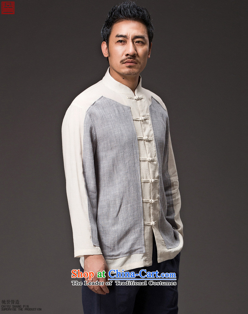 Renowned Chinese Services China wind men's jackets autumn, Tang men linen clothes loose cotton linen long-sleeved shirt Han-National Dark Gray Photo XL, prices, brand platters! The elections are supplied in the national character of distribution, so action, buy now enjoy more preferential! As soon as possible.