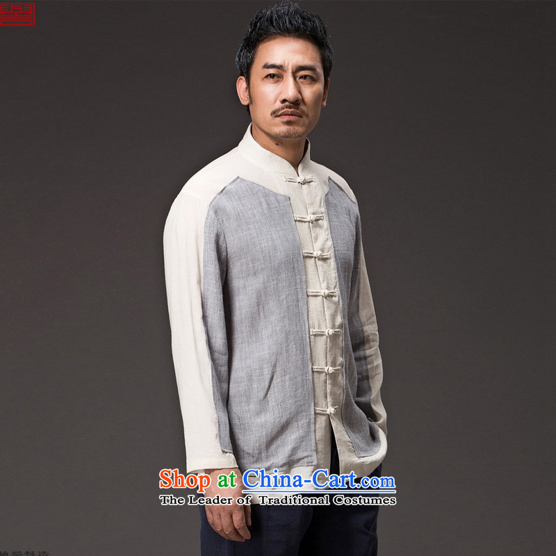 Renowned Chinese Services China wind men's jackets autumn, Tang men linen clothes loose cotton linen long-sleeved shirt Han-national dark gray XL, renowned (chiyu) , , , shopping on the Internet