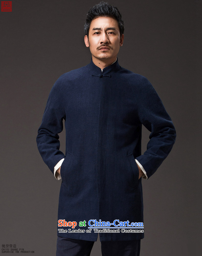 Renowned Chinese Services China wind autumn Tang Dynasty Men's Mock-Neck windbreaker jacket cotton linen men coats that long linen national men's dark blue 2XL Photo, prices, brand platters! The elections are supplied in the national character of distribution, so action, buy now enjoy more preferential! As soon as possible.