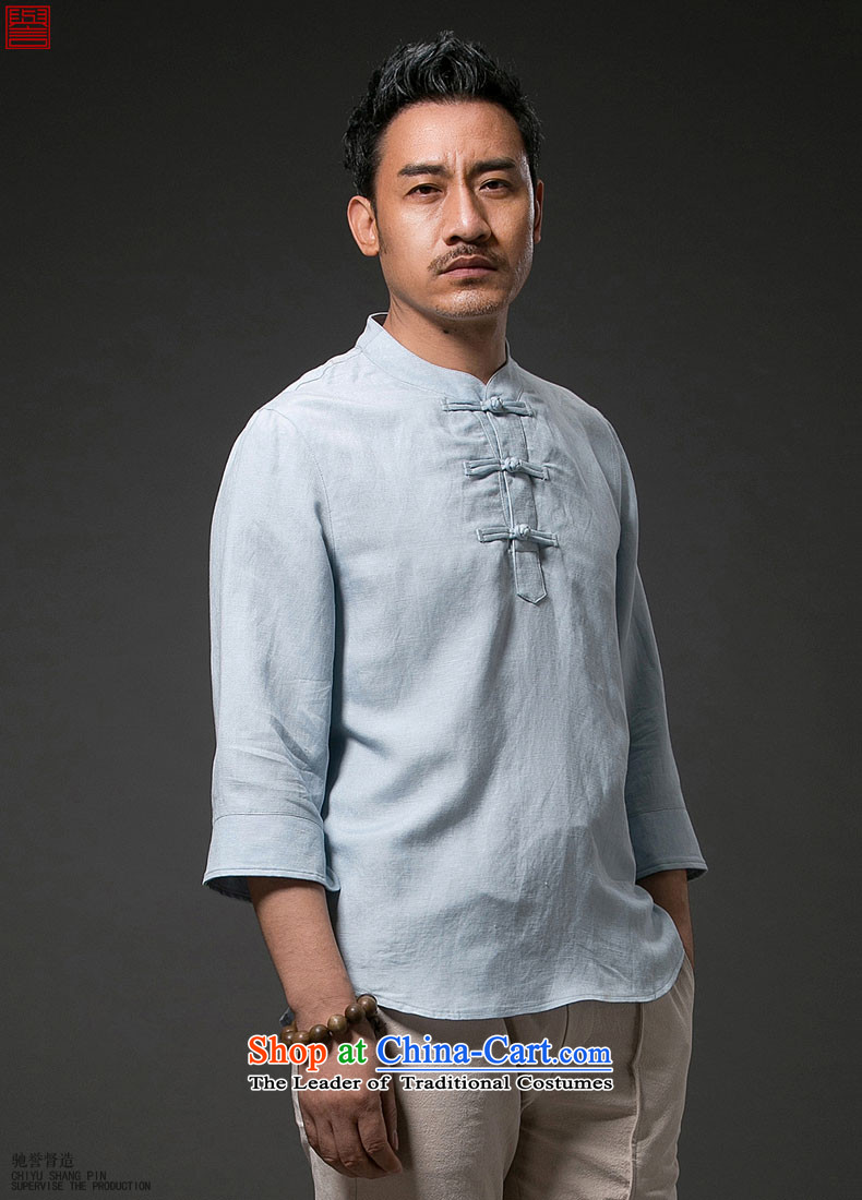 Renowned Chinese services for summer ethnic men short-sleeved T-shirt linen collar Tang Dynasty Chinese shirt cotton linen 2015 7 male light green 3XL cuff picture, prices, brand platters! The elections are supplied in the national character of distribution, so action, buy now enjoy more preferential! As soon as possible.