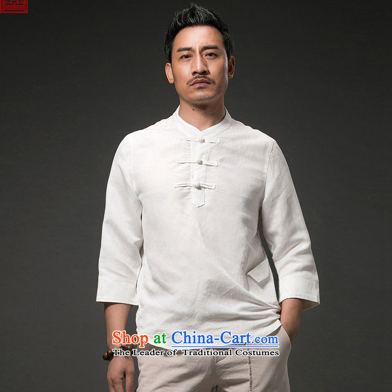 Renowned Chinese services for summer ethnic men short-sleeved T-shirt linen collar Tang Dynasty Chinese shirt cotton linen 2015 7 cuff male light green 3XL, renowned (chiyu) , , , shopping on the Internet