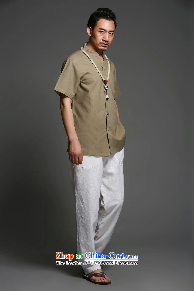 Renowned Chinese clothing cotton linen short-sleeved shirt and summer thin, China wind Men's Mock-Neck Shirt linen tray clip pure color of ethnic liberal male card in XL Photo, prices, brand platters! The elections are supplied in the national character of distribution, so action, buy now enjoy more preferential! As soon as possible.