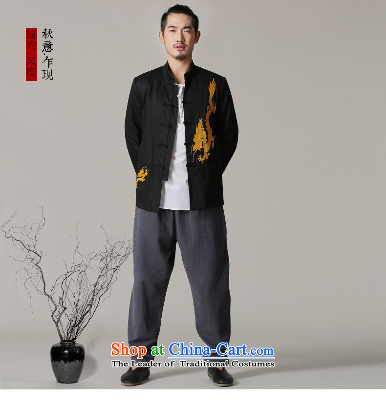 Jockeys Leopard Tang Dynasty who men in autumn and winter coats embroidered dragon older retro China wind collar Chinese men's national costume designer branded black XXXL picture, prices, brand platters! The elections are supplied in the national character of distribution, so action, buy now enjoy more preferential! As soon as possible.