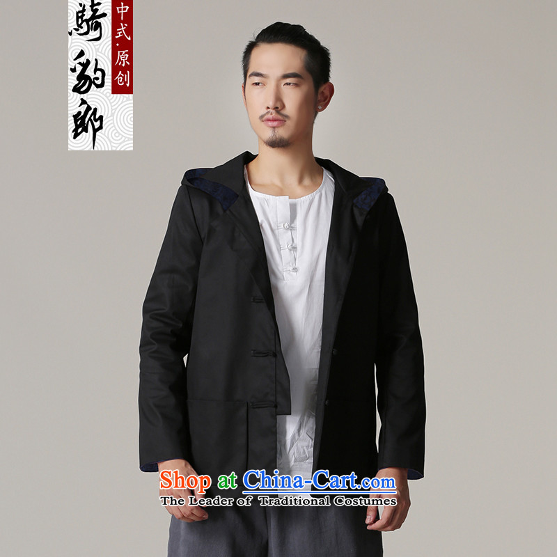 Jockeys Leopard health ãþòâ 2015 autumn and winter New China wind men Tang Dynasty Chinese men improved Han-cap pure cotton jacket designer branded black XXL