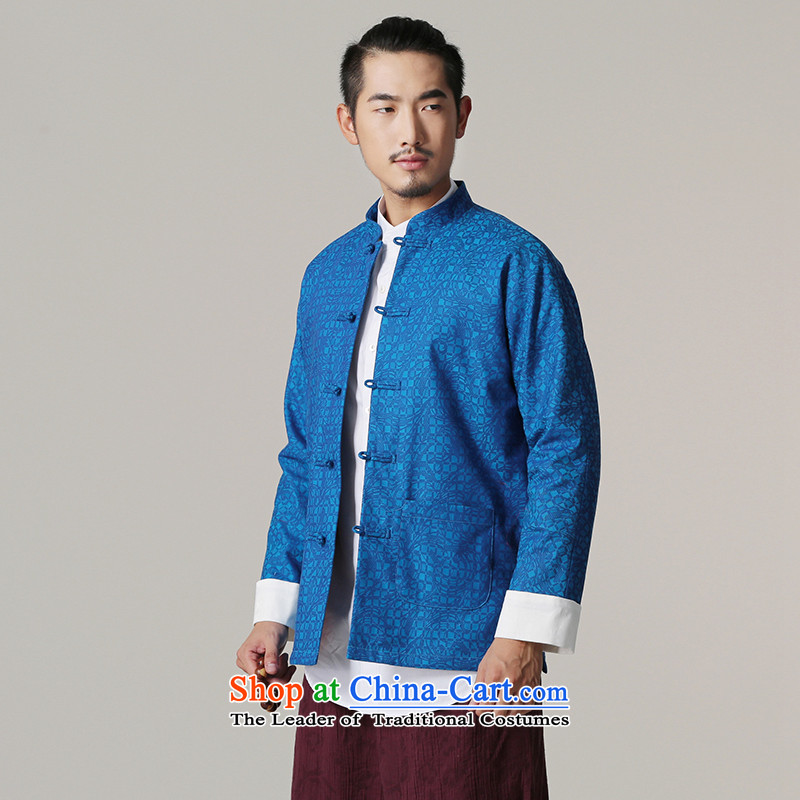 Jockeys Leopard health jacket Tang dynasty and the autumn and winter new national dress uniform ball-China wind Chinese Disc detained men's shirts retro designer brands blue XXXL, jockeys Leopard (QIBAOLANG) , , , shopping on the Internet